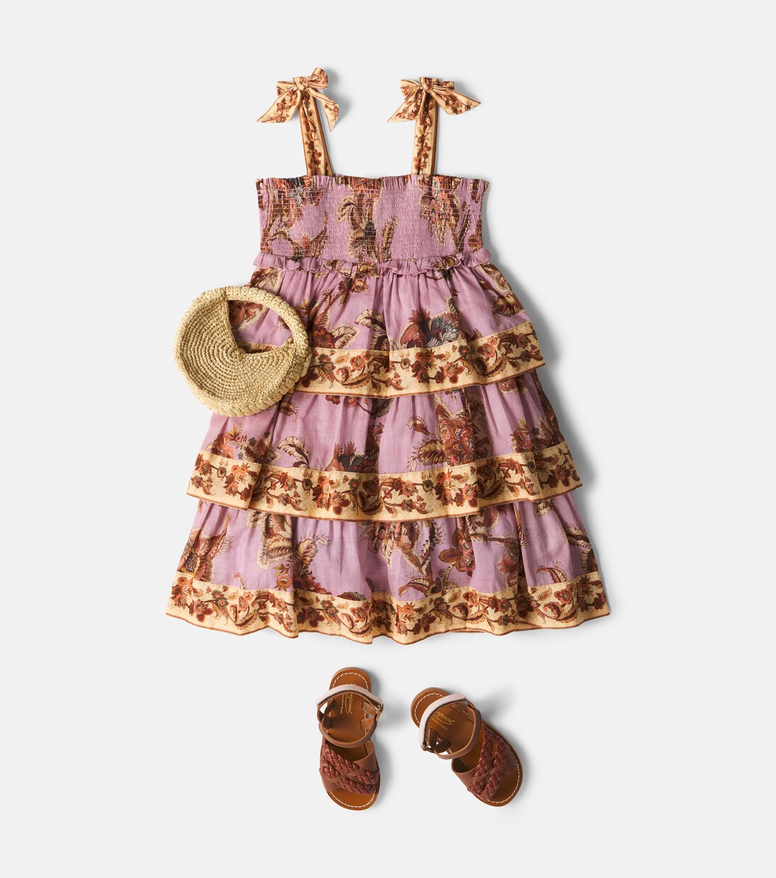 Aster floral tiered cotton dress | Zimmermann Kids