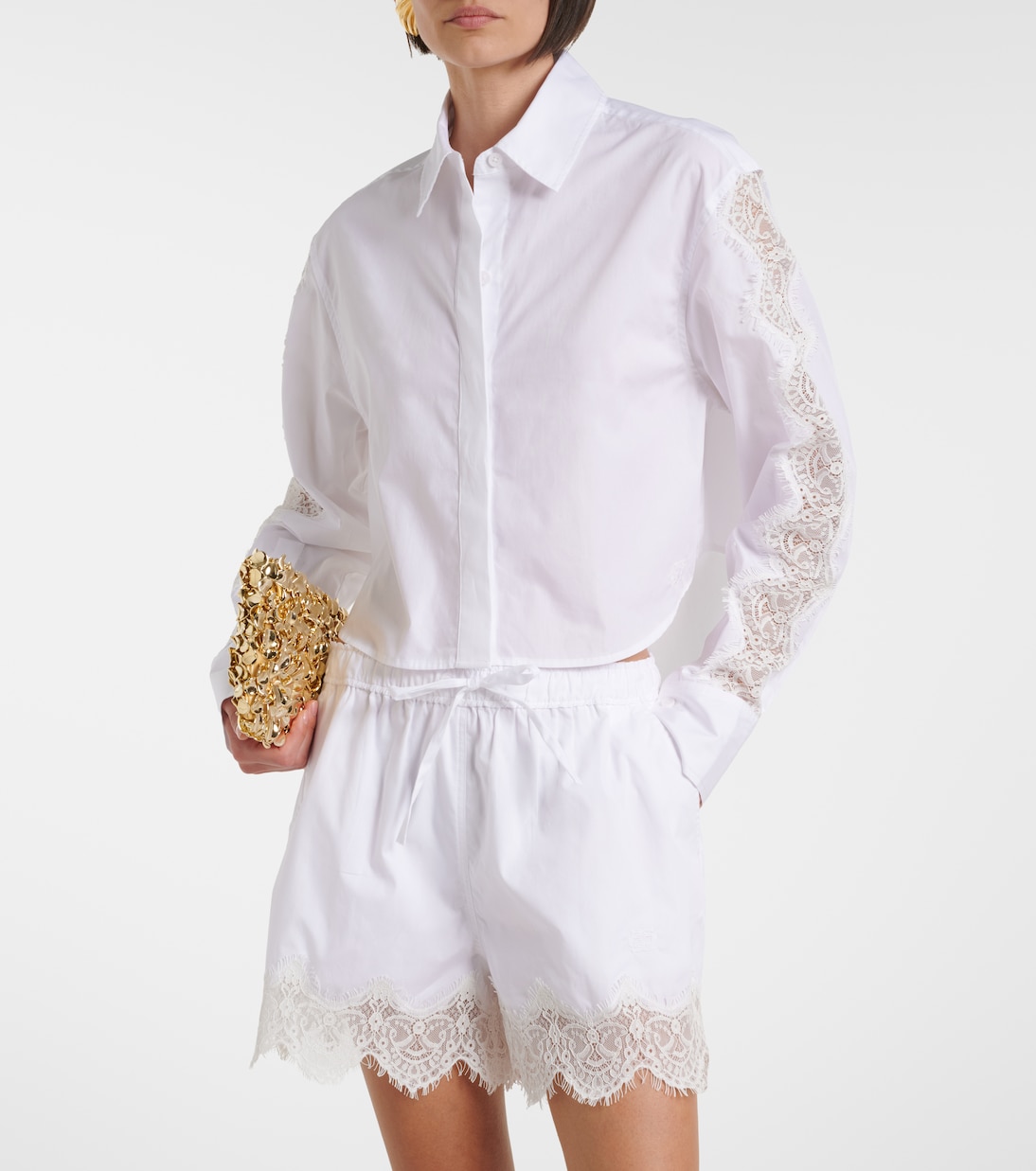 Lace-trimmed cotton poplin shirt | Simkhai