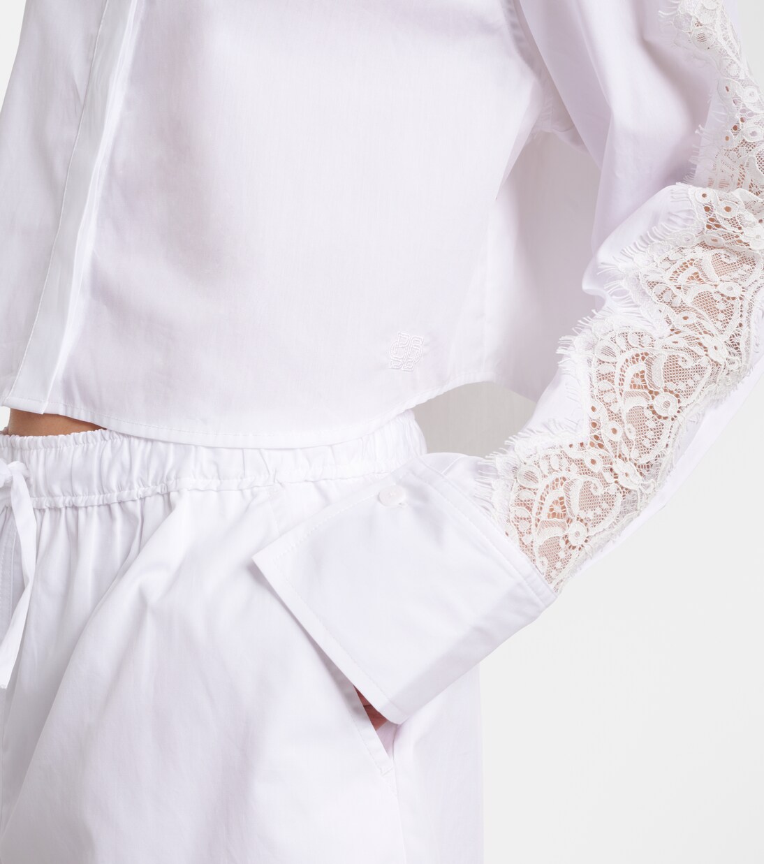 Lace-trimmed cotton poplin shirt | Simkhai