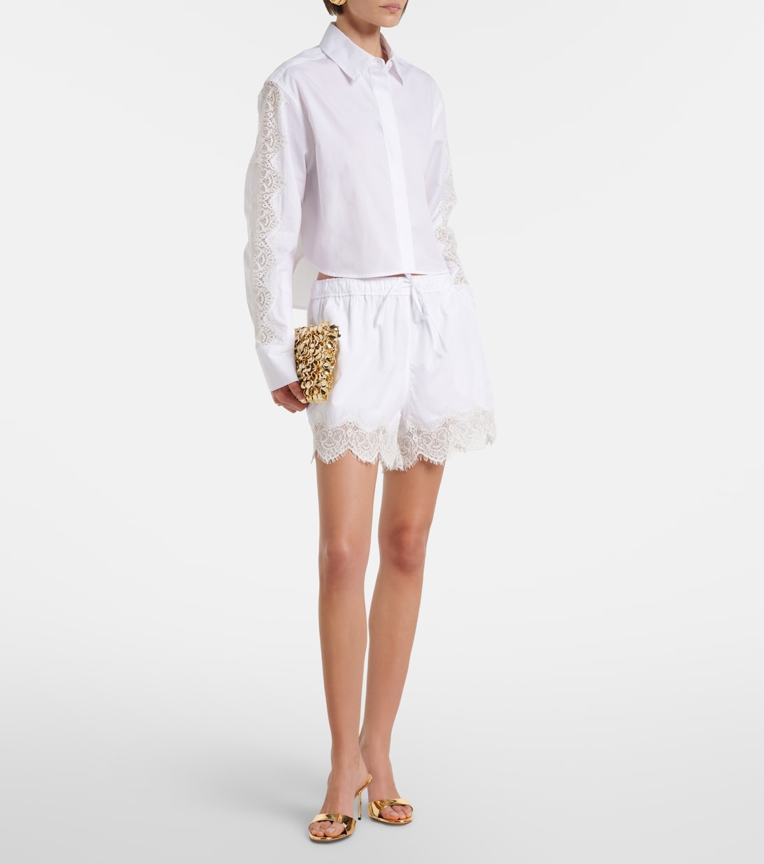 Lace-trimmed cotton poplin shirt | Simkhai