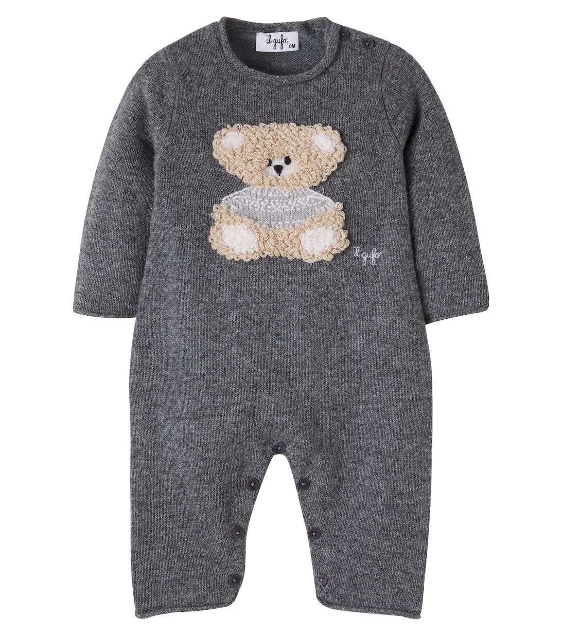 Baby embroidered virgin wool onesie | Il Gufo