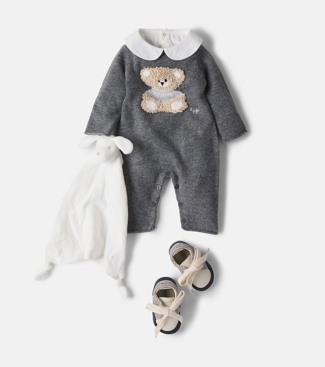 Baby embroidered virgin wool onesie | Il Gufo