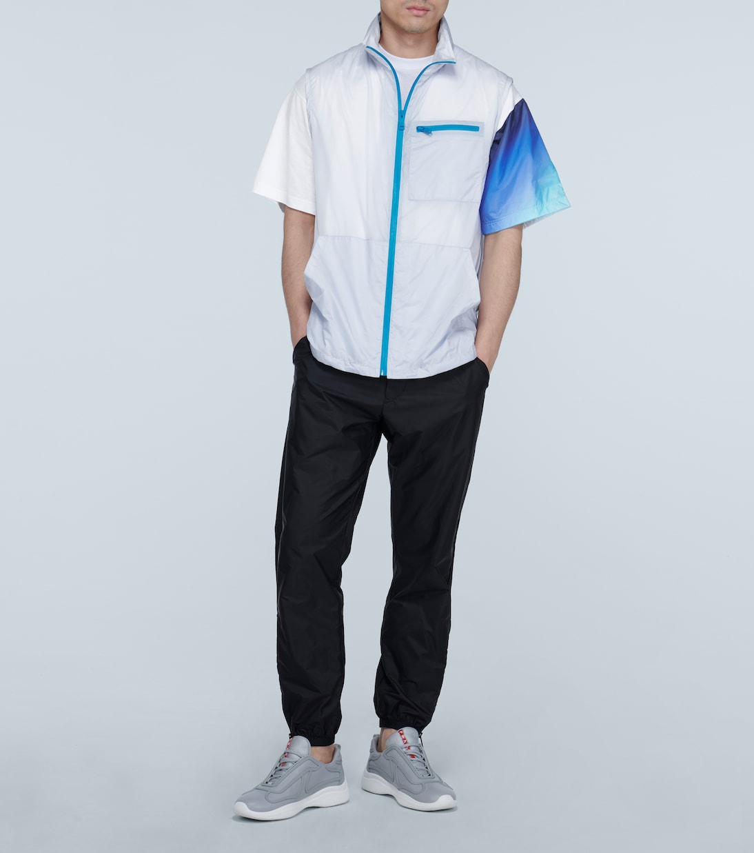 technical gilet with packaway hood | Prada