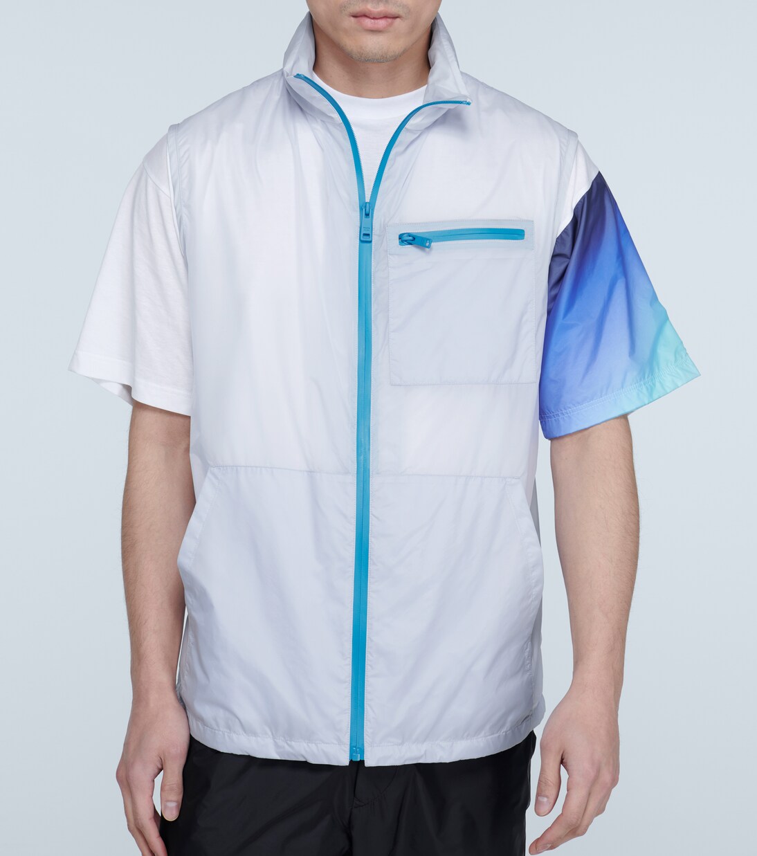 technical gilet with packaway hood | Prada