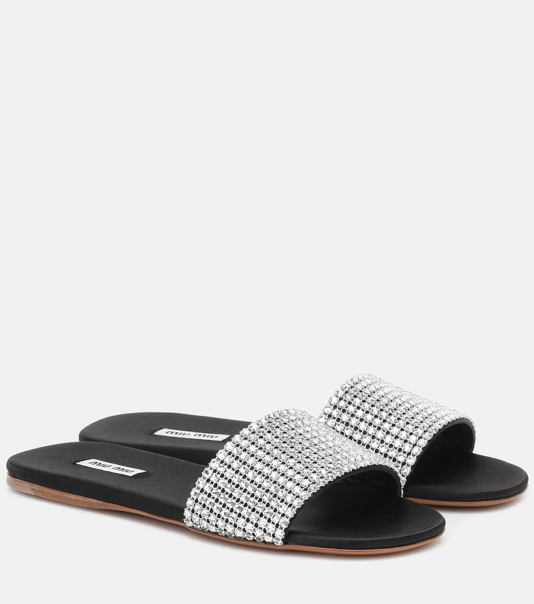 Mules en satin à cristaux | Miu Miu