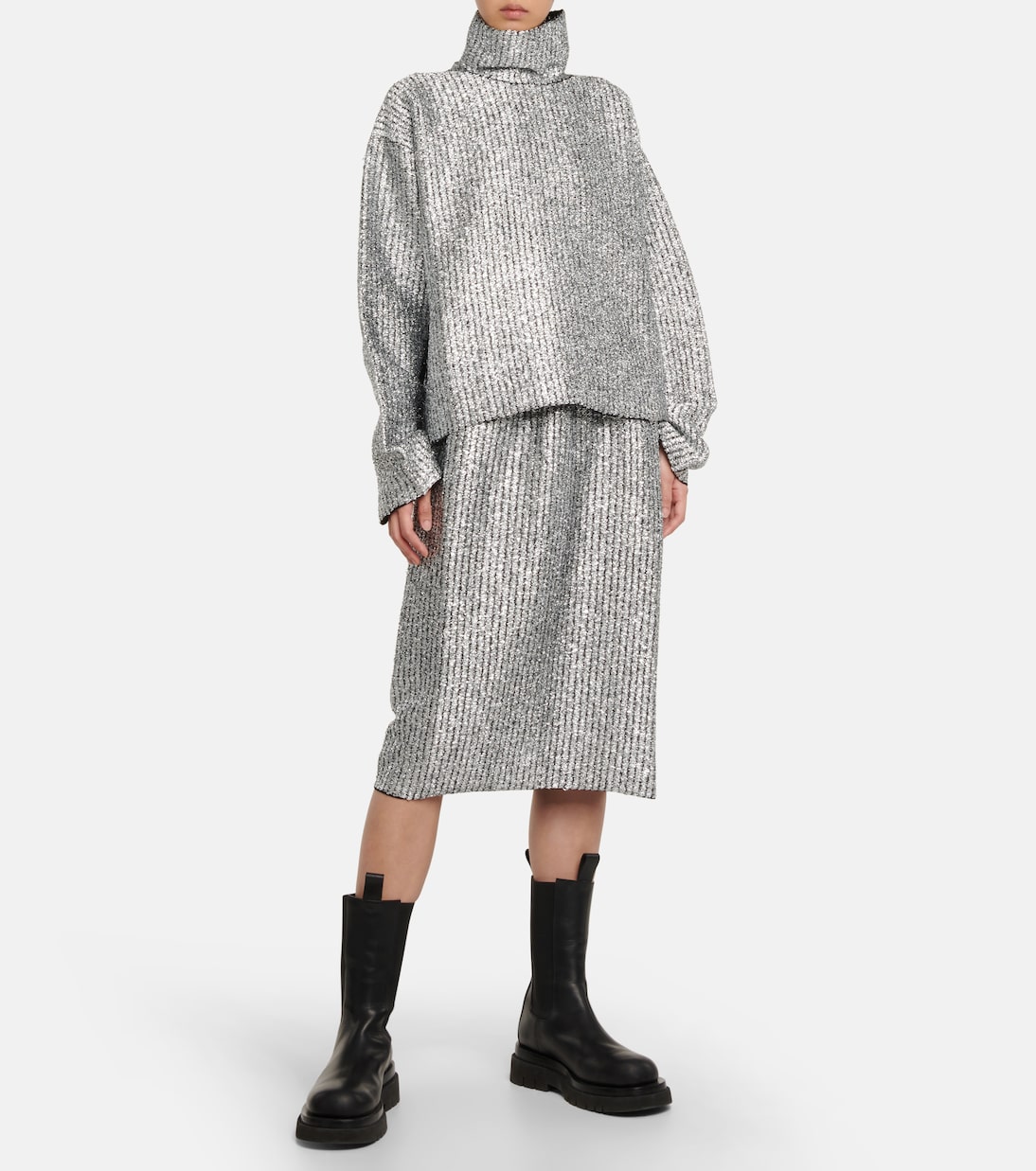 2 Moncler 1952 Lurex® wool-blend midi skirt | Moncler Genius