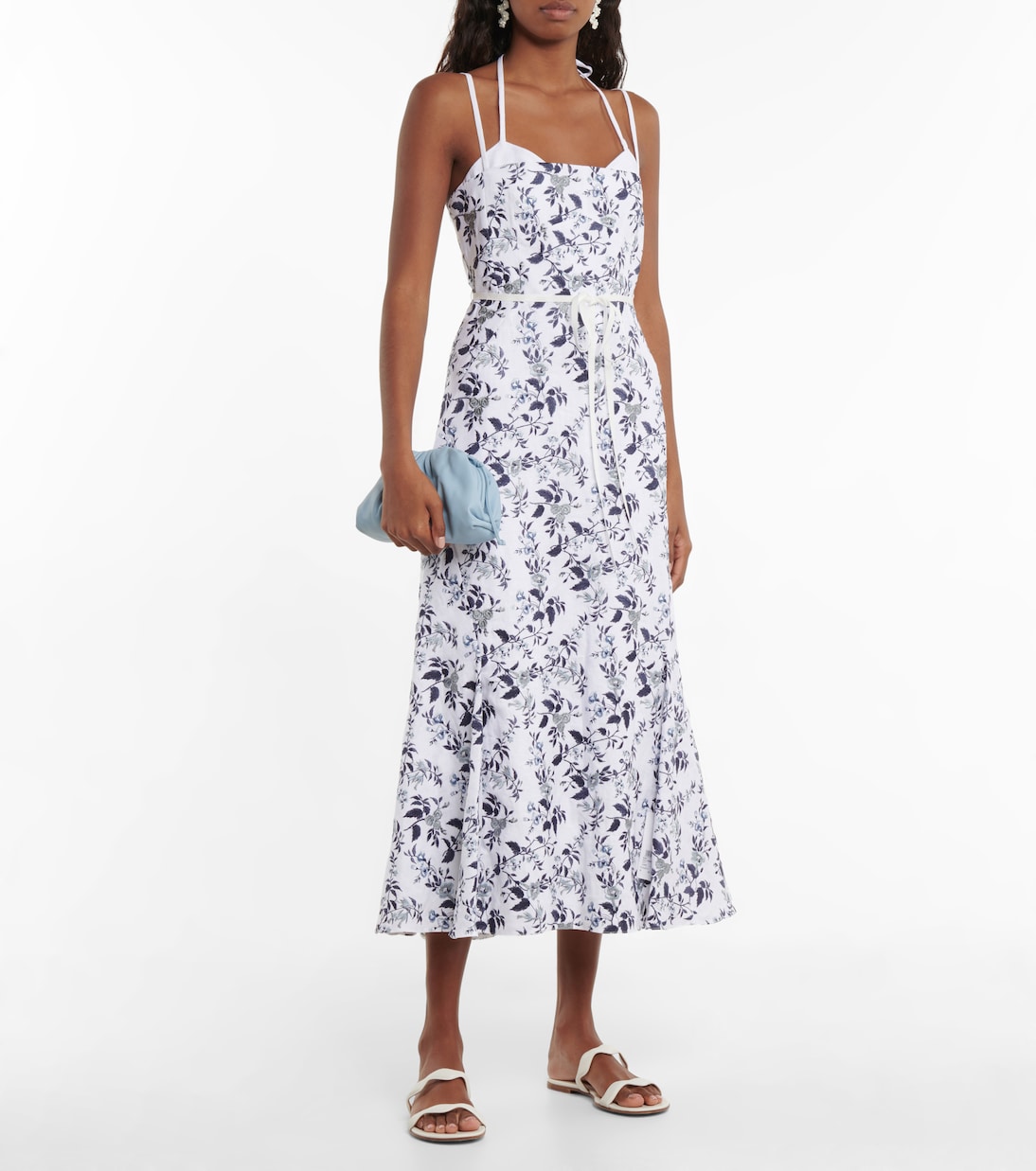 Robe midi Otto brodée en lin | Erdem