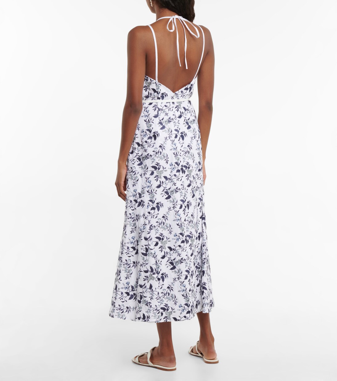 Robe midi Otto brodée en lin | Erdem
