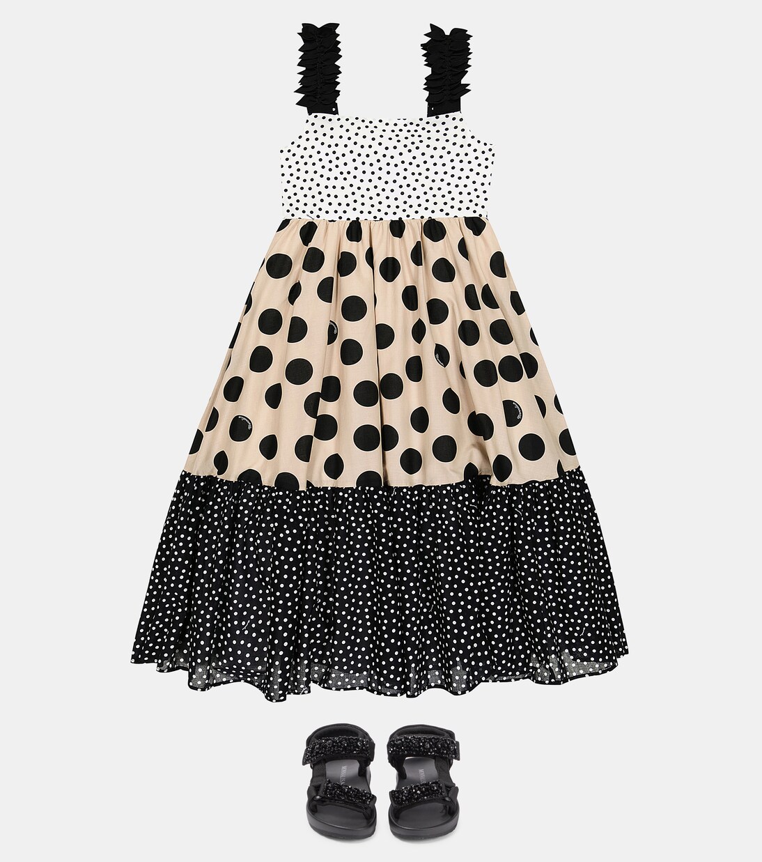Dotted cotton dress | Monnalisa