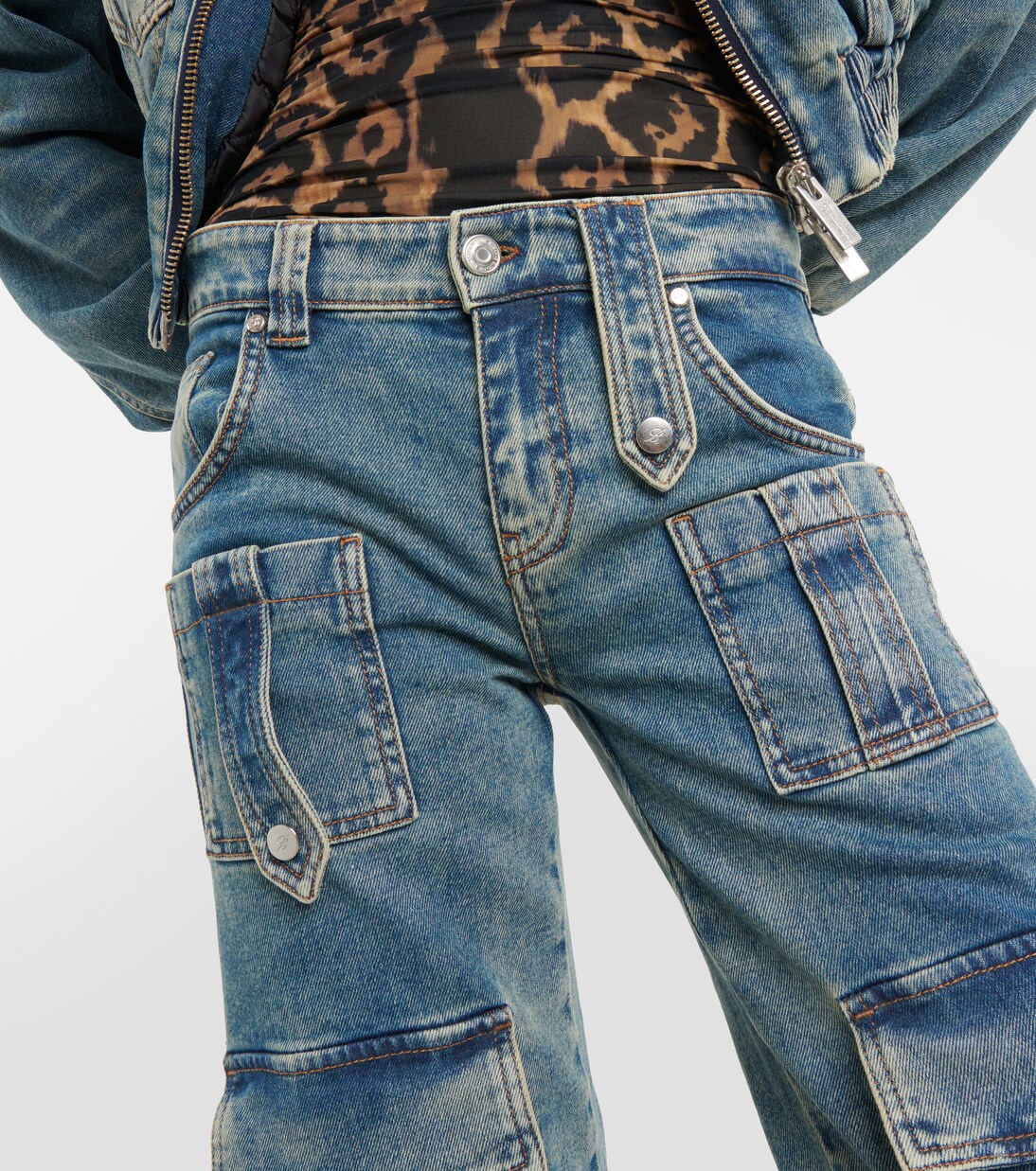 Low-Rise-Cargohose aus Denim | Blumarine