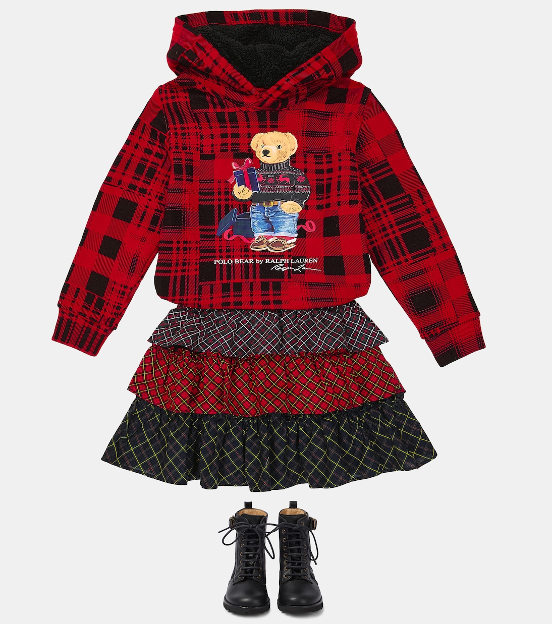 Gonna a balze in popeline di cotone tartan | Polo Ralph Lauren Kids