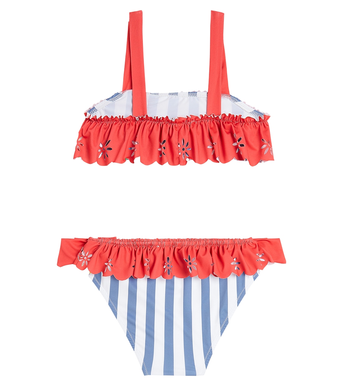 Striped ruffled bow-detail bikini | Patachou