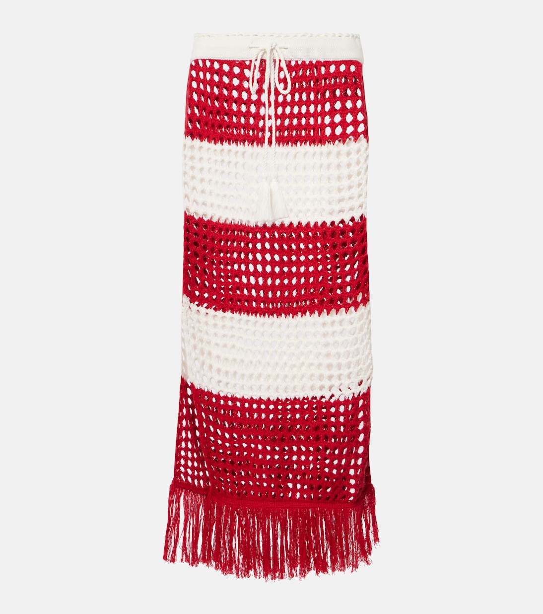 스트라이프 크로셰 코튼 맥시 스커트 | Farm Rio