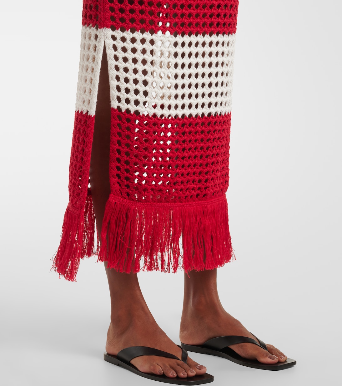 스트라이프 크로셰 코튼 맥시 스커트 | Farm Rio