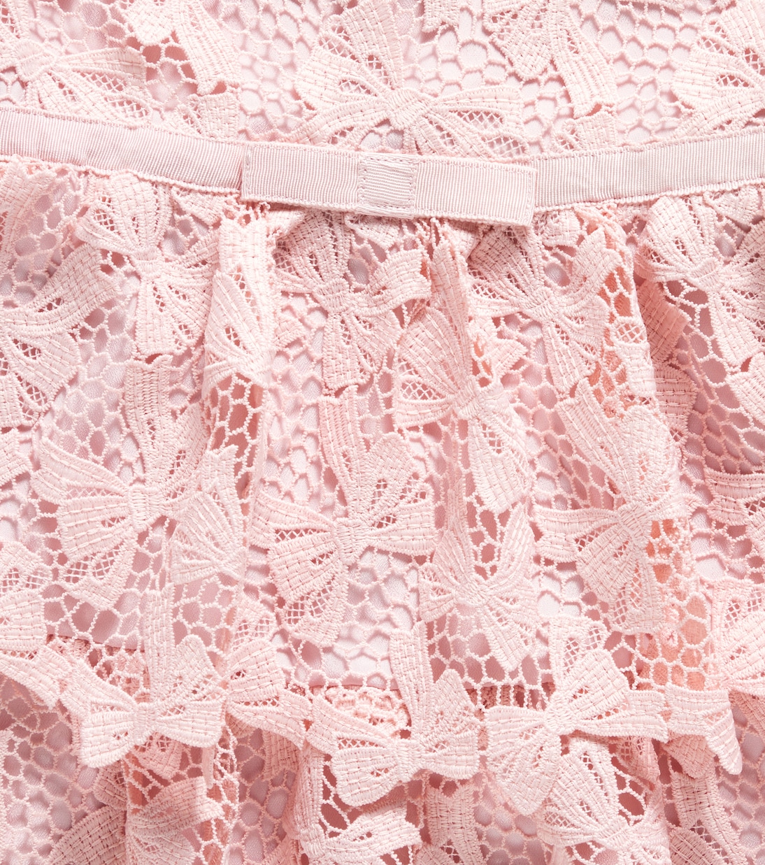 Abito in pizzo a balze con fiocco | Self-Portrait Kids