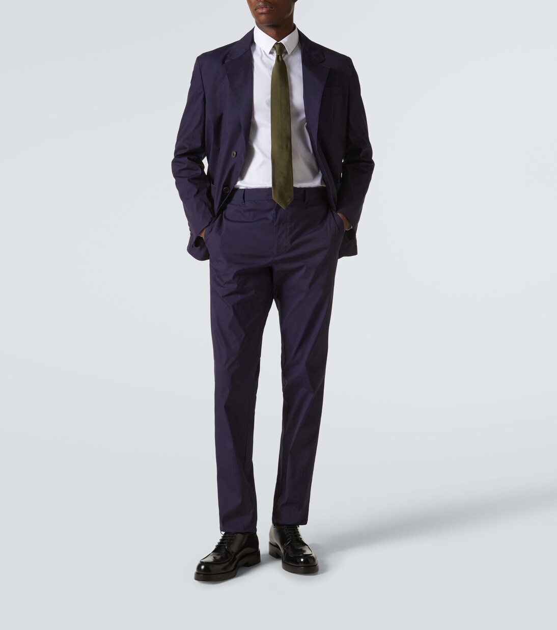 Cotton-blend poplin straight pants | Prada