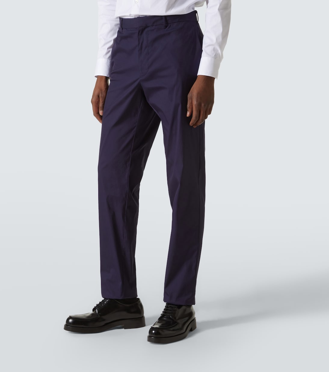 Cotton-blend poplin straight pants | Prada