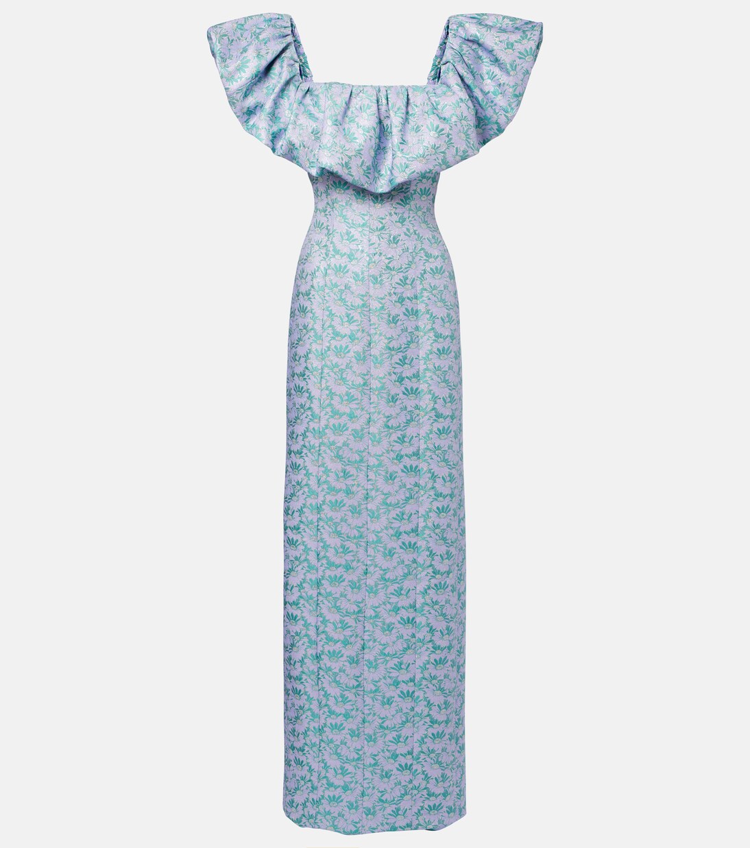 Robe longue Rowan en brocart à fleurs  | Markarian