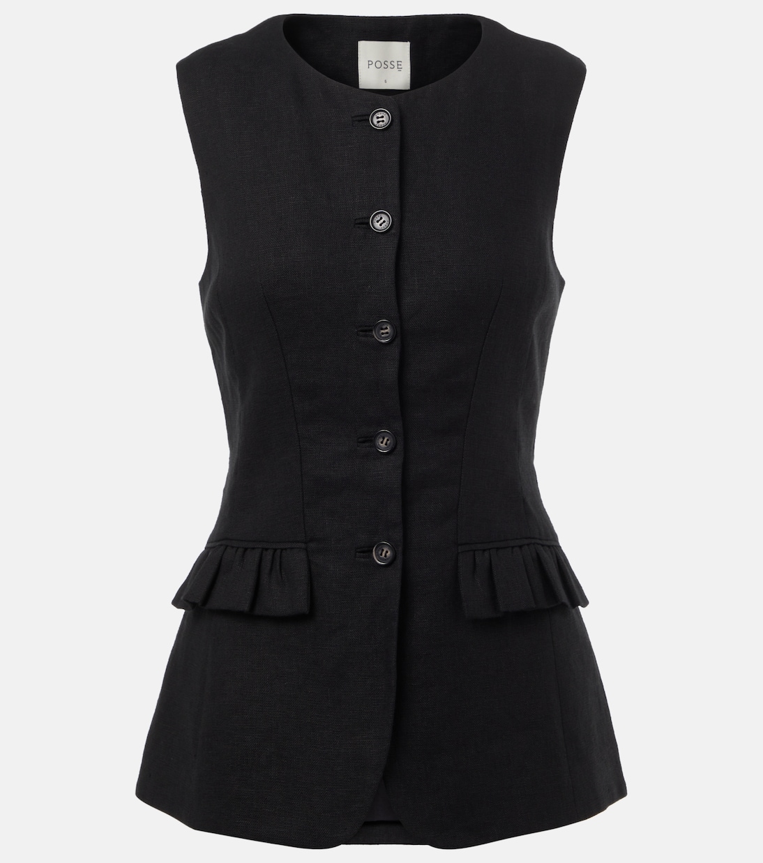 Matilda ruffled linen vest | Posse
