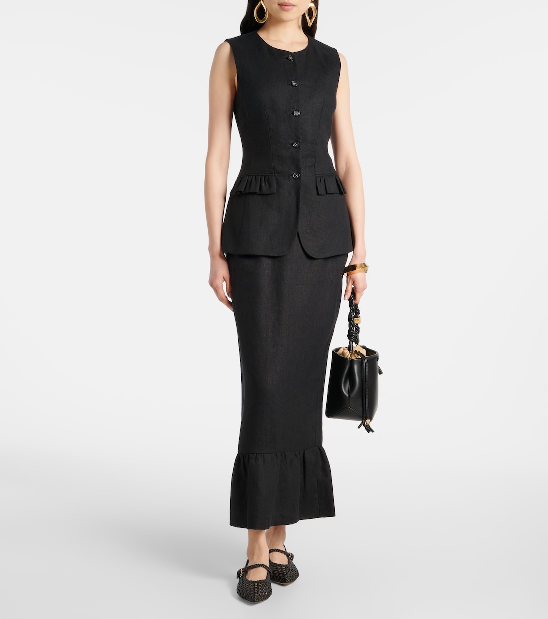 Matilda ruffled linen vest | Posse