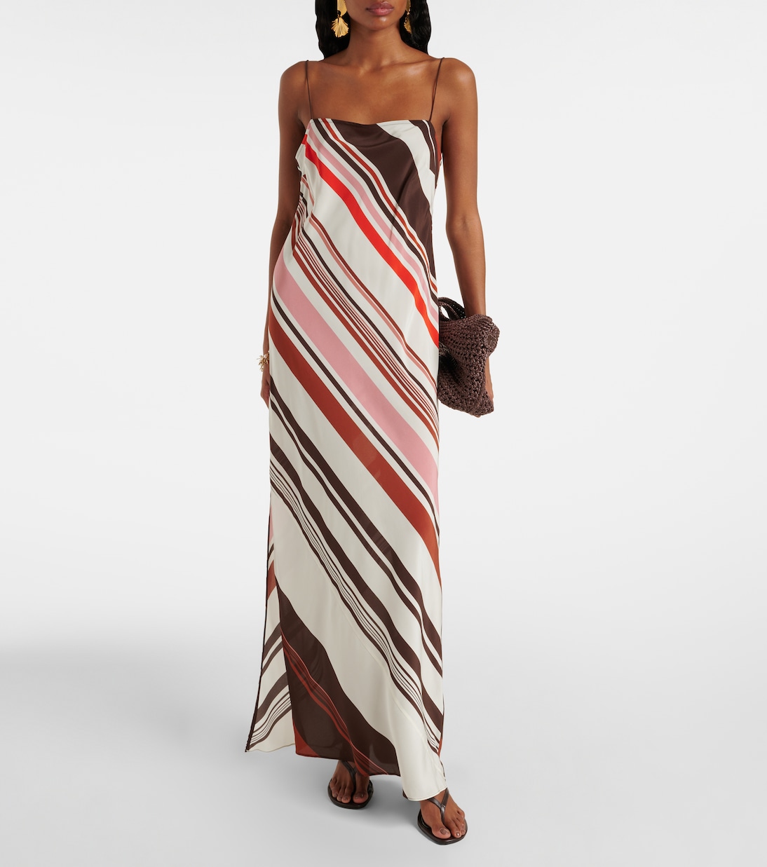 Thistle striped silk satin maxi dress | SIR