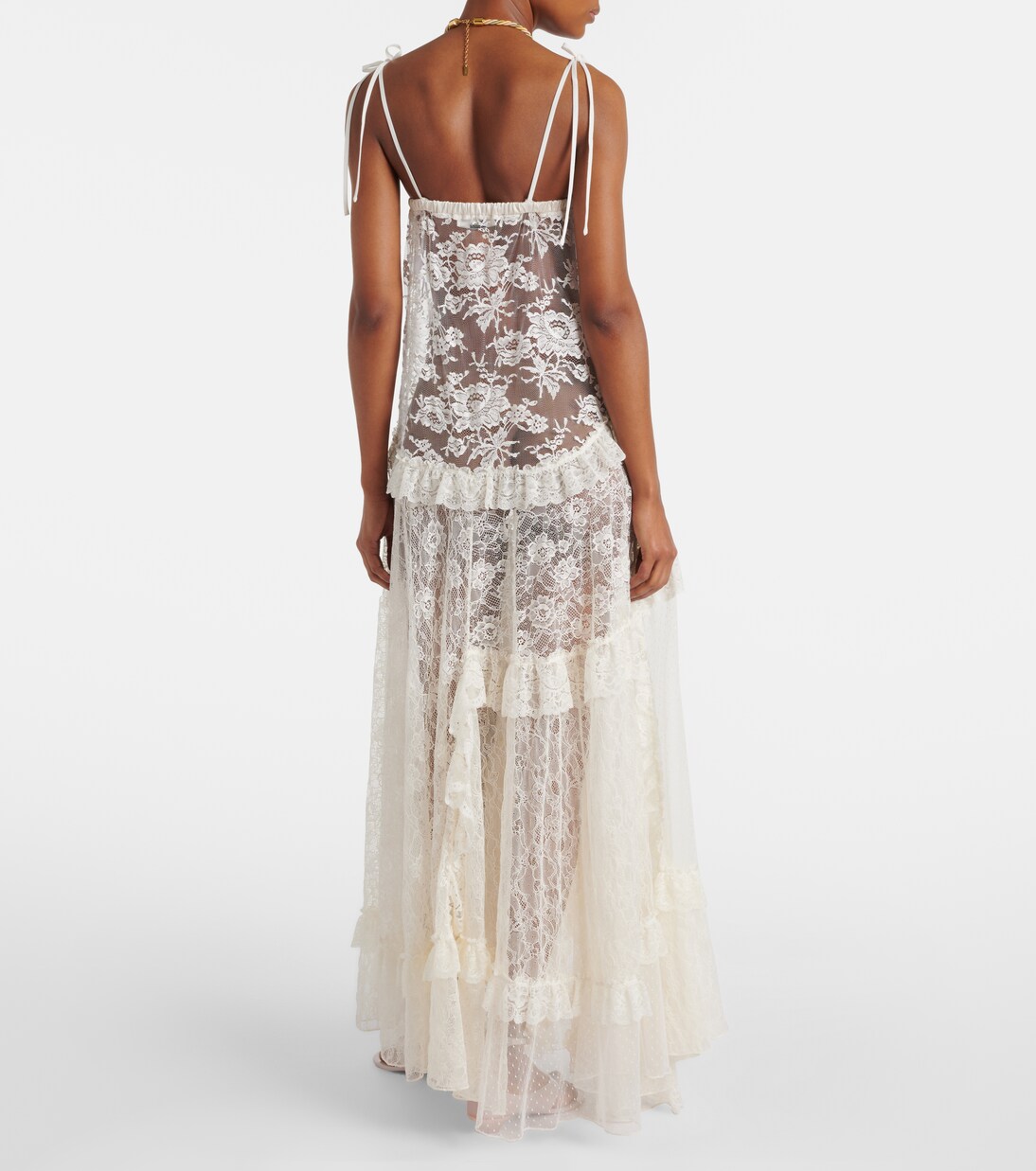Ruffled sheer lace maxi dress | Chloé