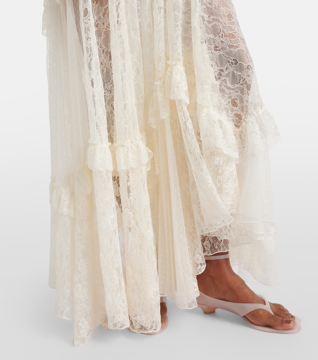 Ruffled sheer lace maxi dress | Chloé