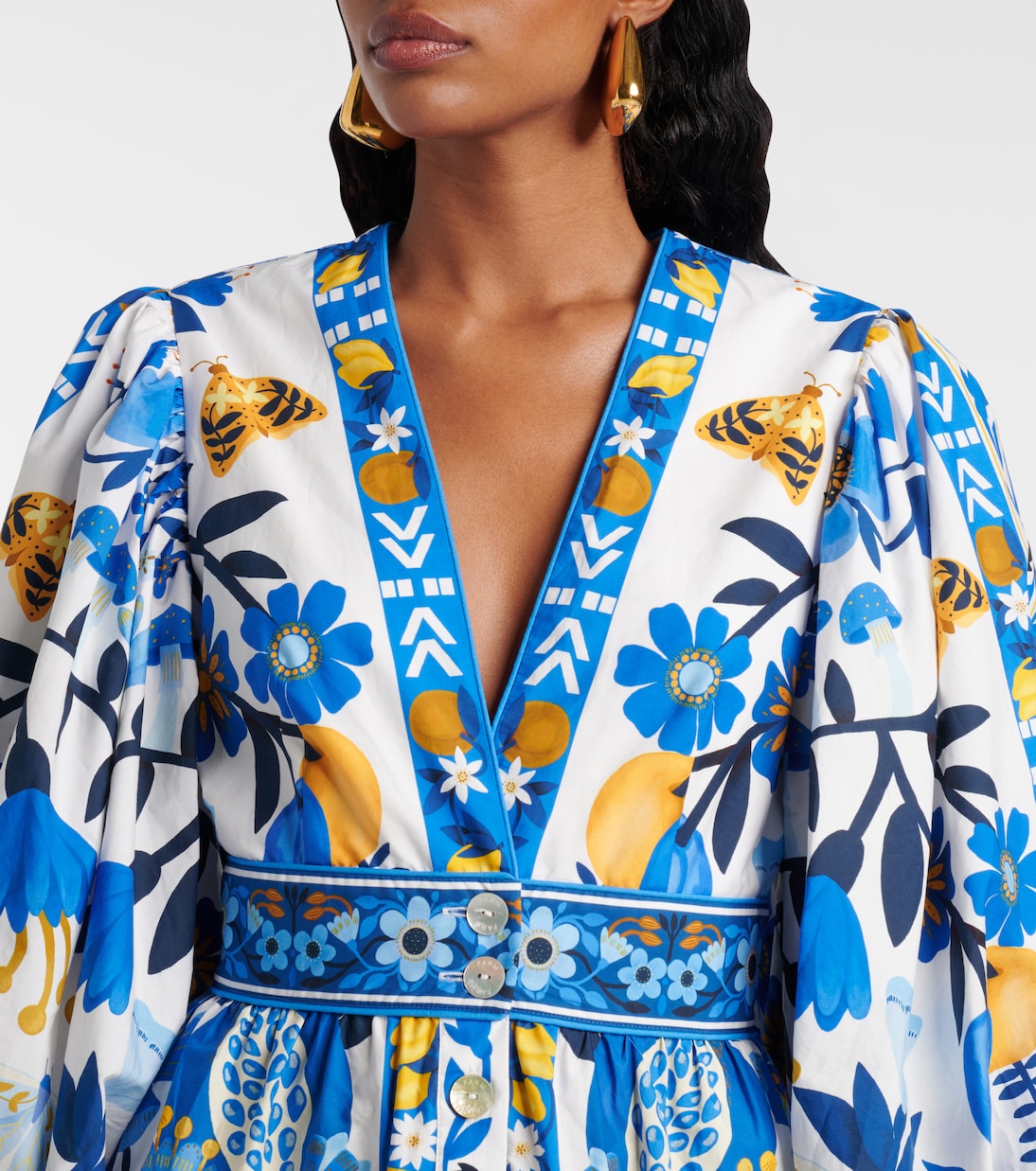 Bedrucktes Maxikleid aus Baumwolle | Farm Rio