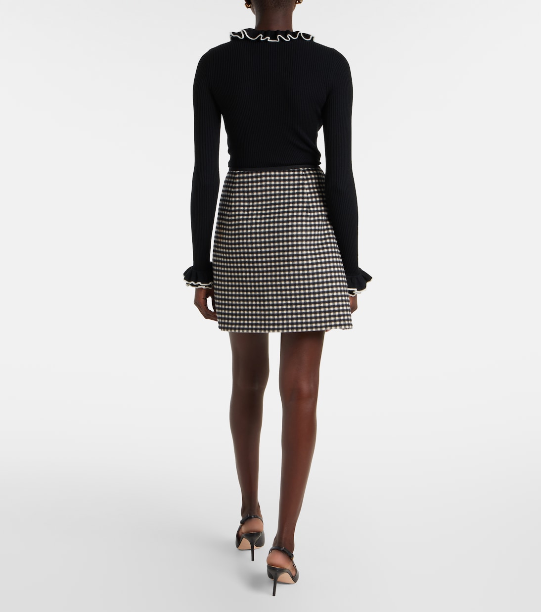 Gingham wool and cashmere miniskirt | Valentino