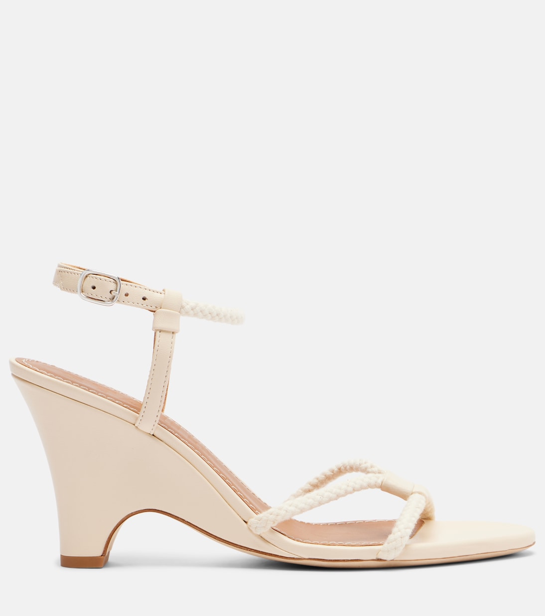 Eden rope-trimmed leather wedge sandals | Staud