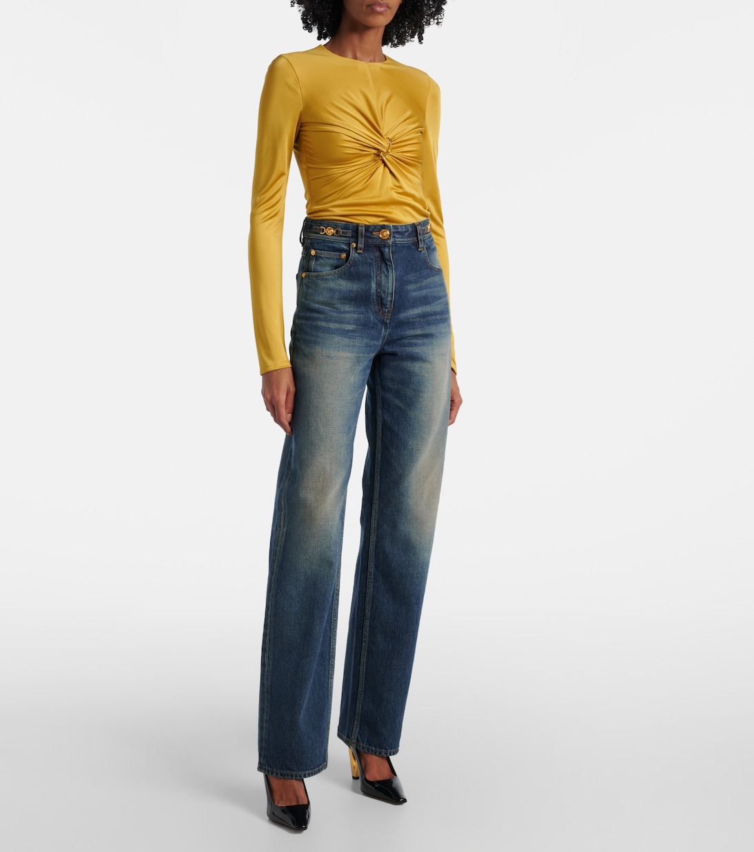 Wide-Leg High-Rise Jeans | Versace