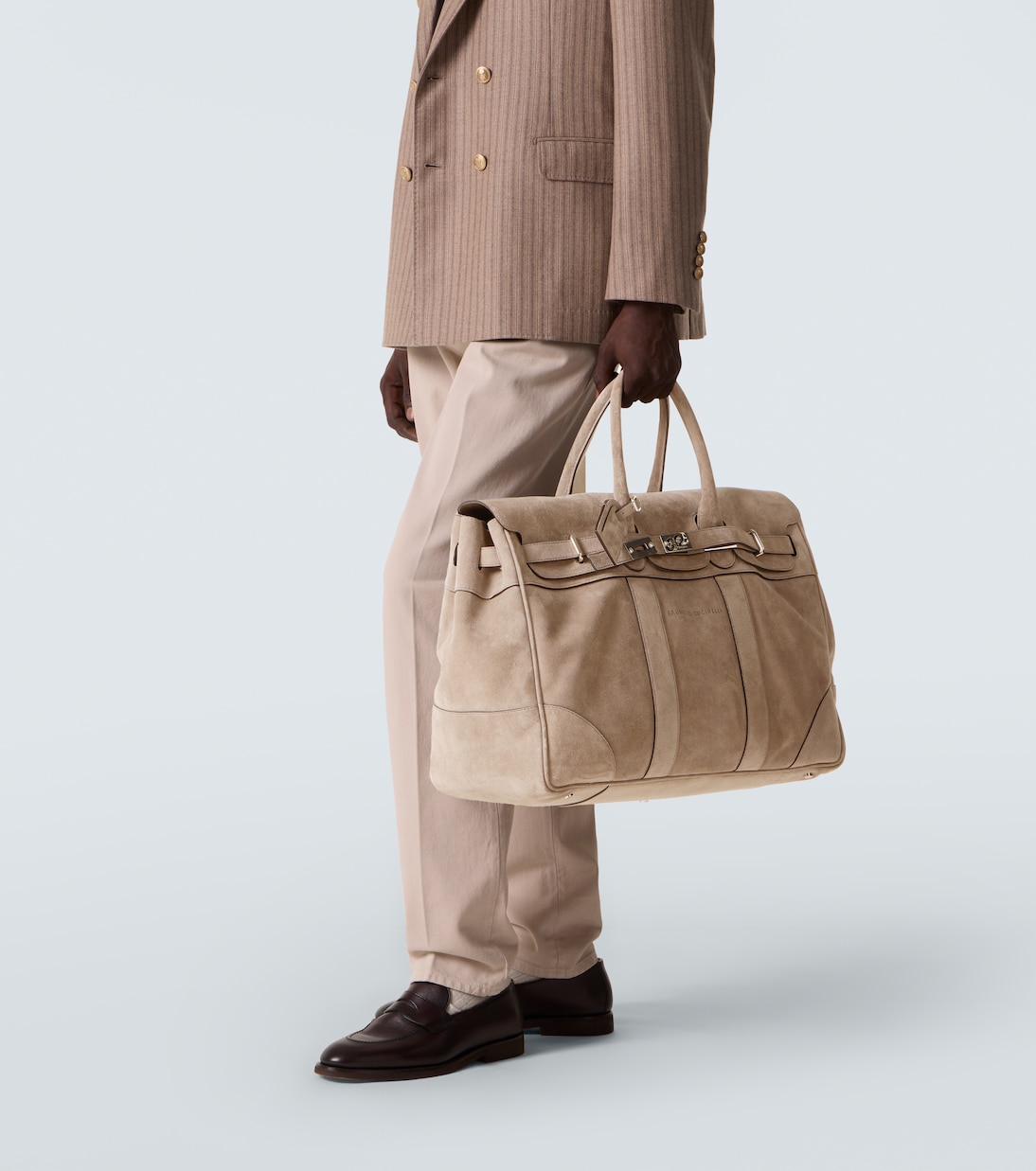 Borsa da viaggio in suede con logo | Brunello Cucinelli