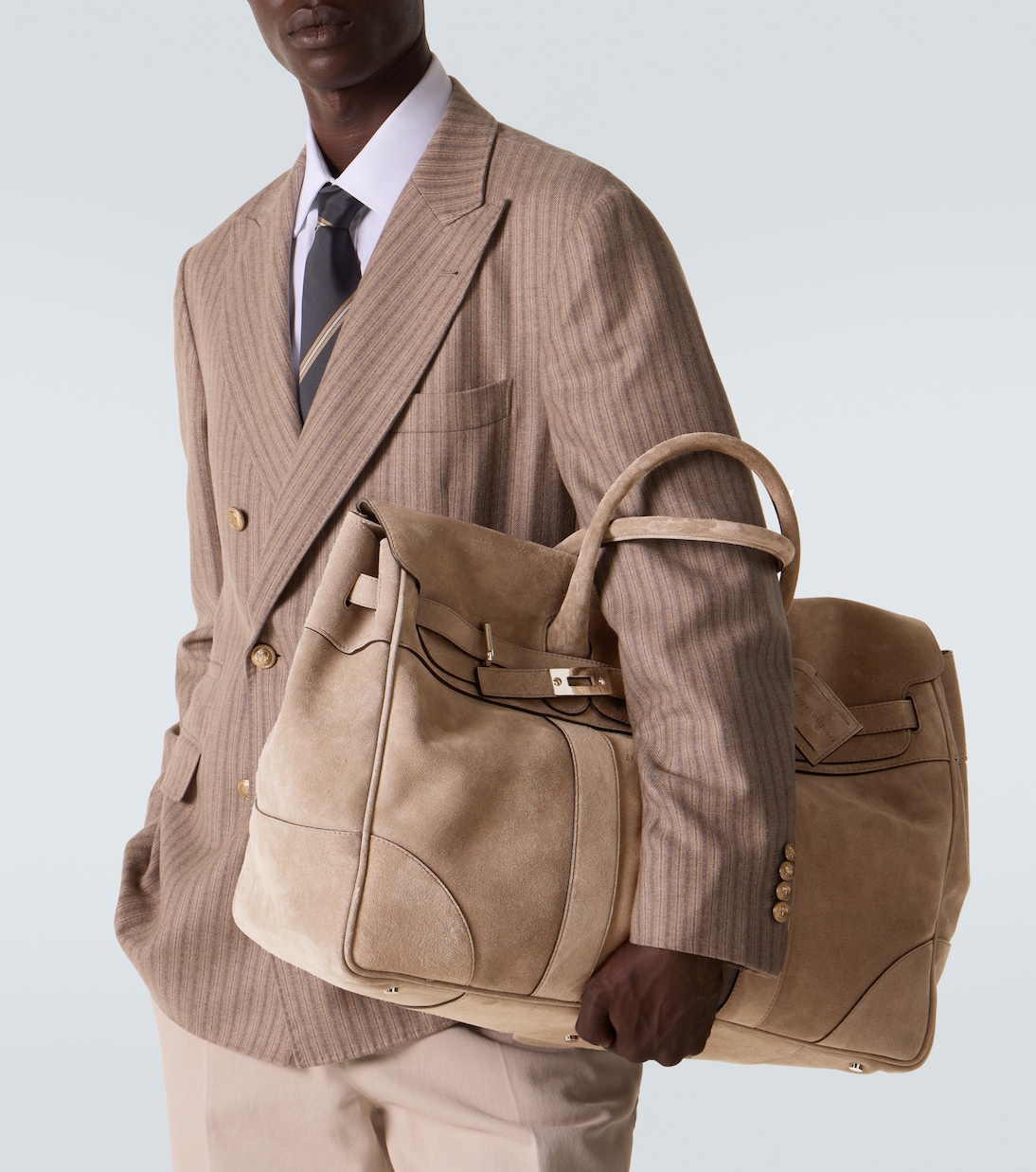 Borsa da viaggio in suede con logo | Brunello Cucinelli