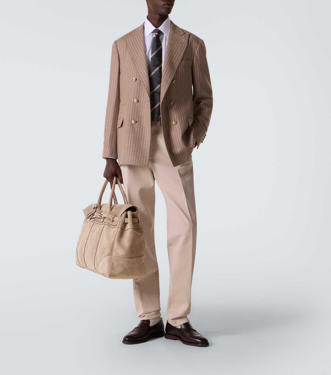 Borsa da viaggio in suede con logo | Brunello Cucinelli