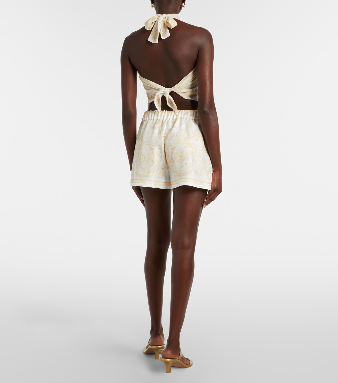 Underwater Barocco silk twill shorts | Versace