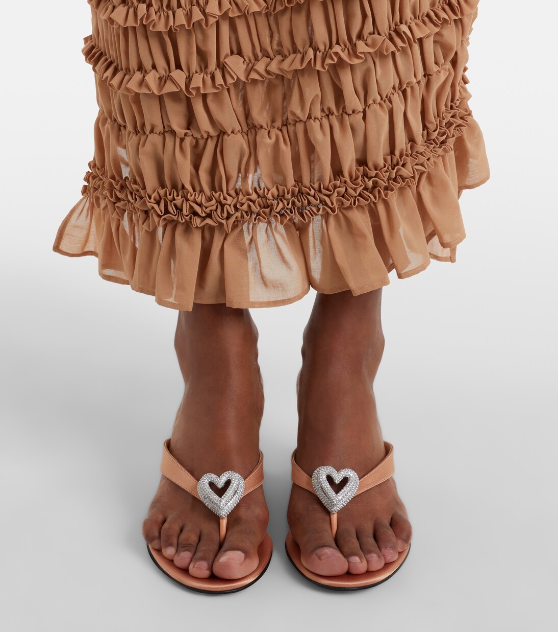 Double Heart satin wedge thong sandals | Mach & Mach