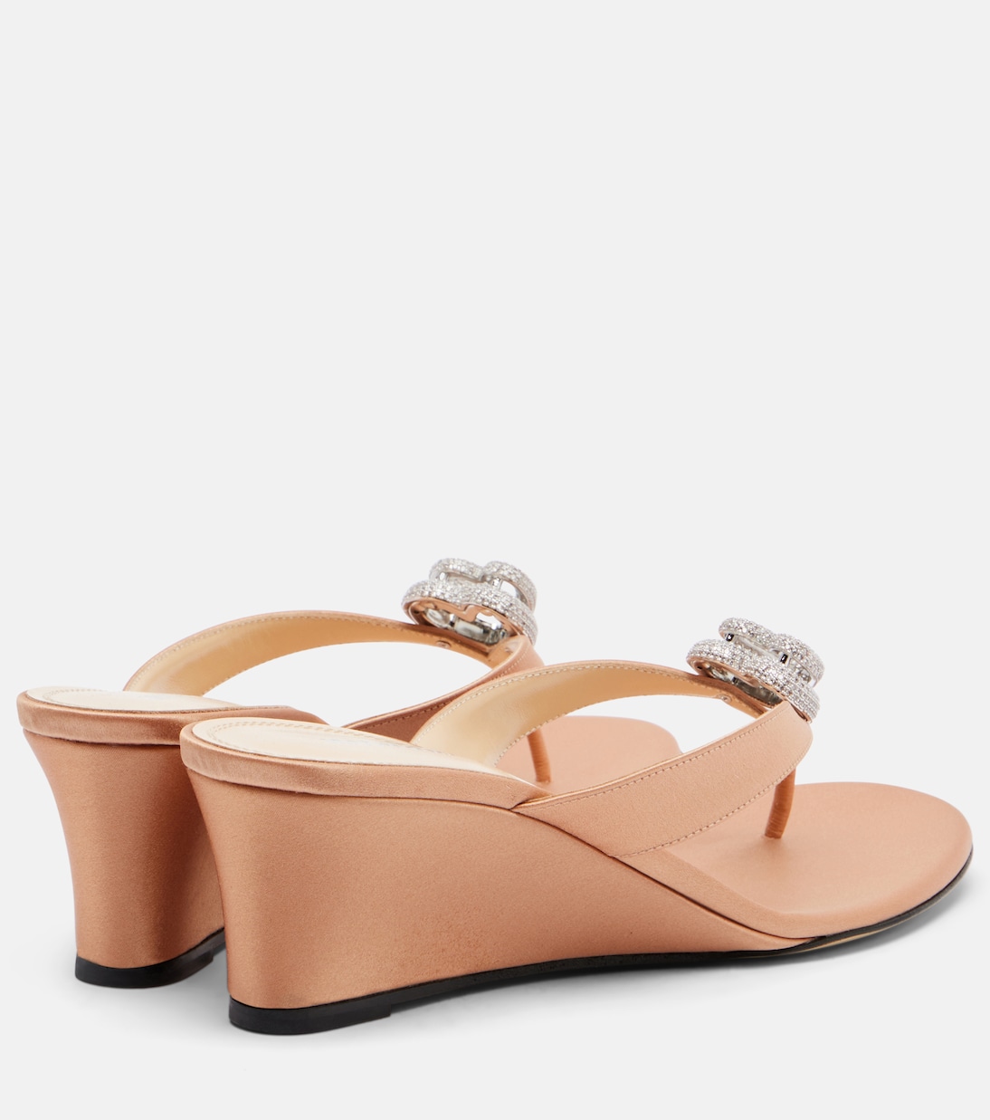 Double Heart satin wedge thong sandals | Mach & Mach
