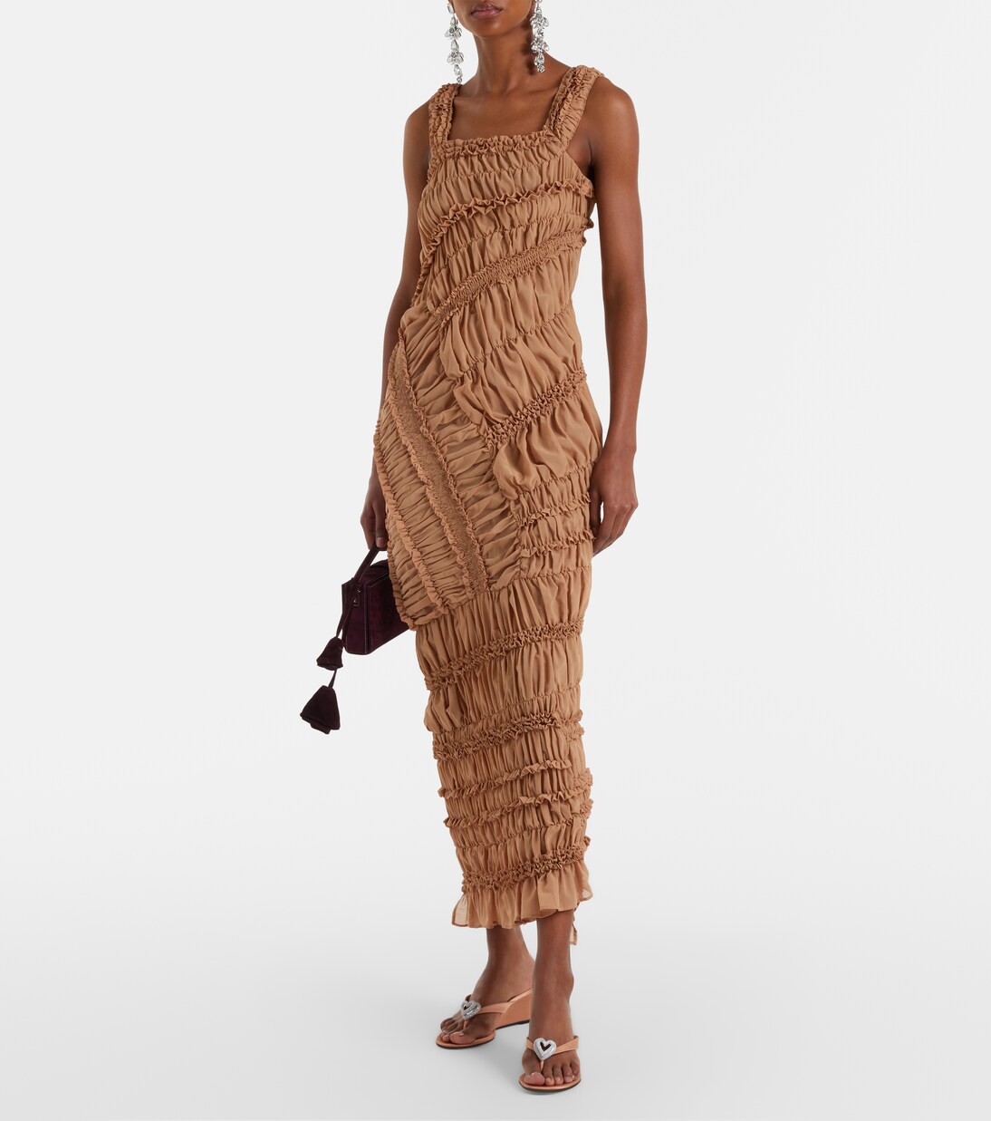 Double Heart satin wedge thong sandals | Mach & Mach