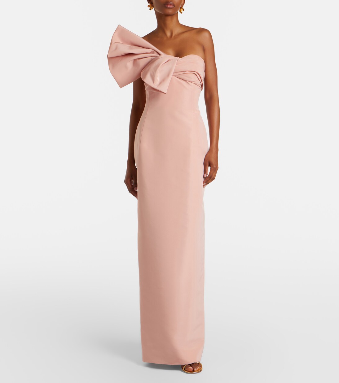 Abito lungo in faille di seta con fiocco | Oscar de la Renta