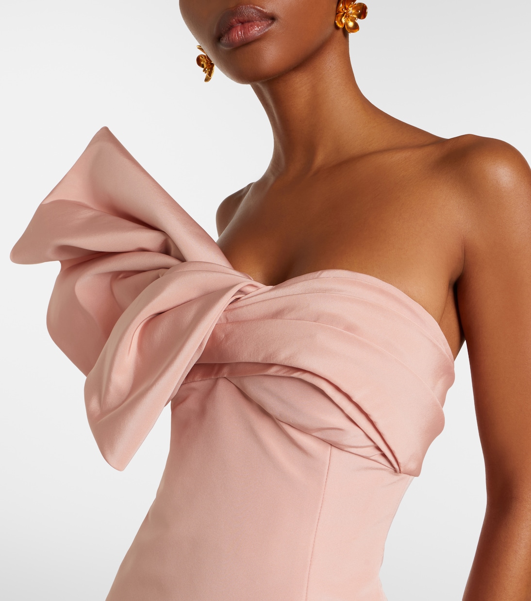 Abito lungo in faille di seta con fiocco | Oscar de la Renta