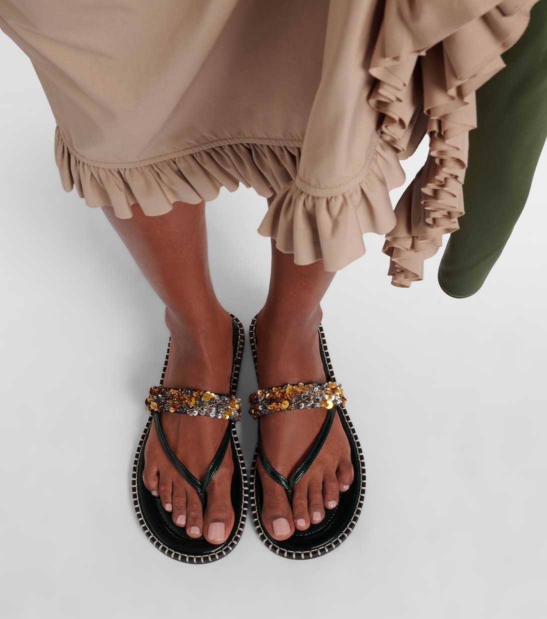 Sandalen aus Leder mit Pailletten | Dries Van Noten