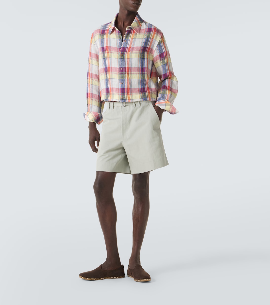 Camicia Daybreak in lino a quadri con pietra del sole | God's True Cashmere