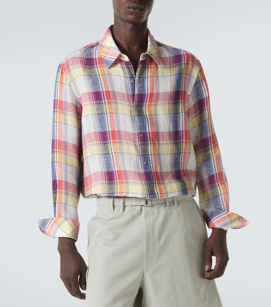Camicia Daybreak in lino a quadri con pietra del sole | God's True Cashmere