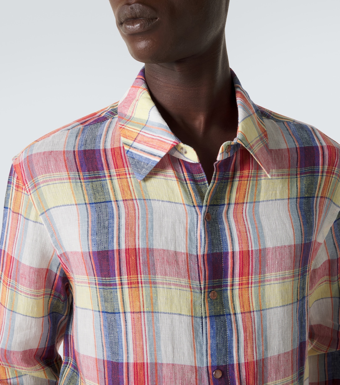 Camicia Daybreak in lino a quadri con pietra del sole | God's True Cashmere