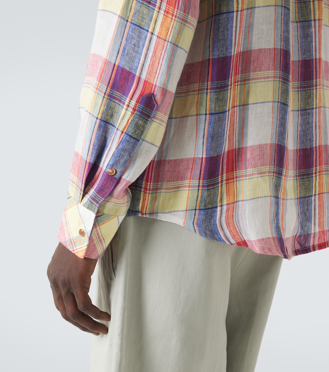 Camicia Daybreak in lino a quadri con pietra del sole | God's True Cashmere