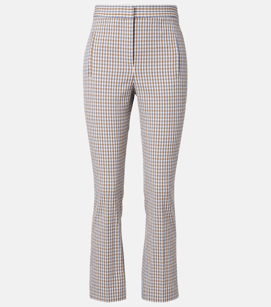 Gingham seersucker cropped slim pants | Veronica Beard