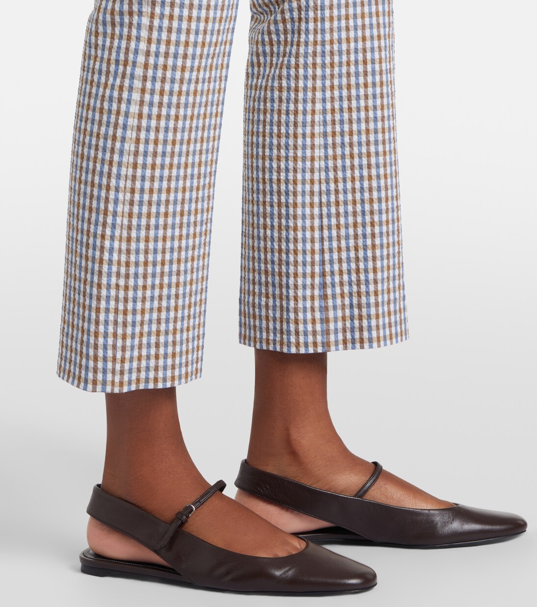 Gingham seersucker cropped slim pants | Veronica Beard