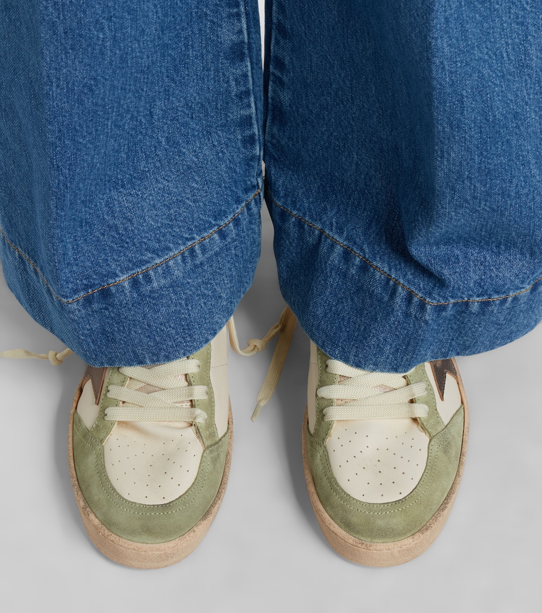 Ball Star suede-trimmed leather sneakers | Golden Goose