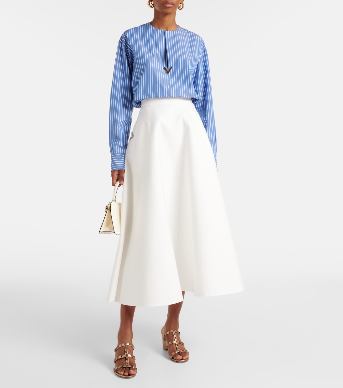 Sandalen Rockstud 60 aus Metallic-Leder | Valentino Garavani