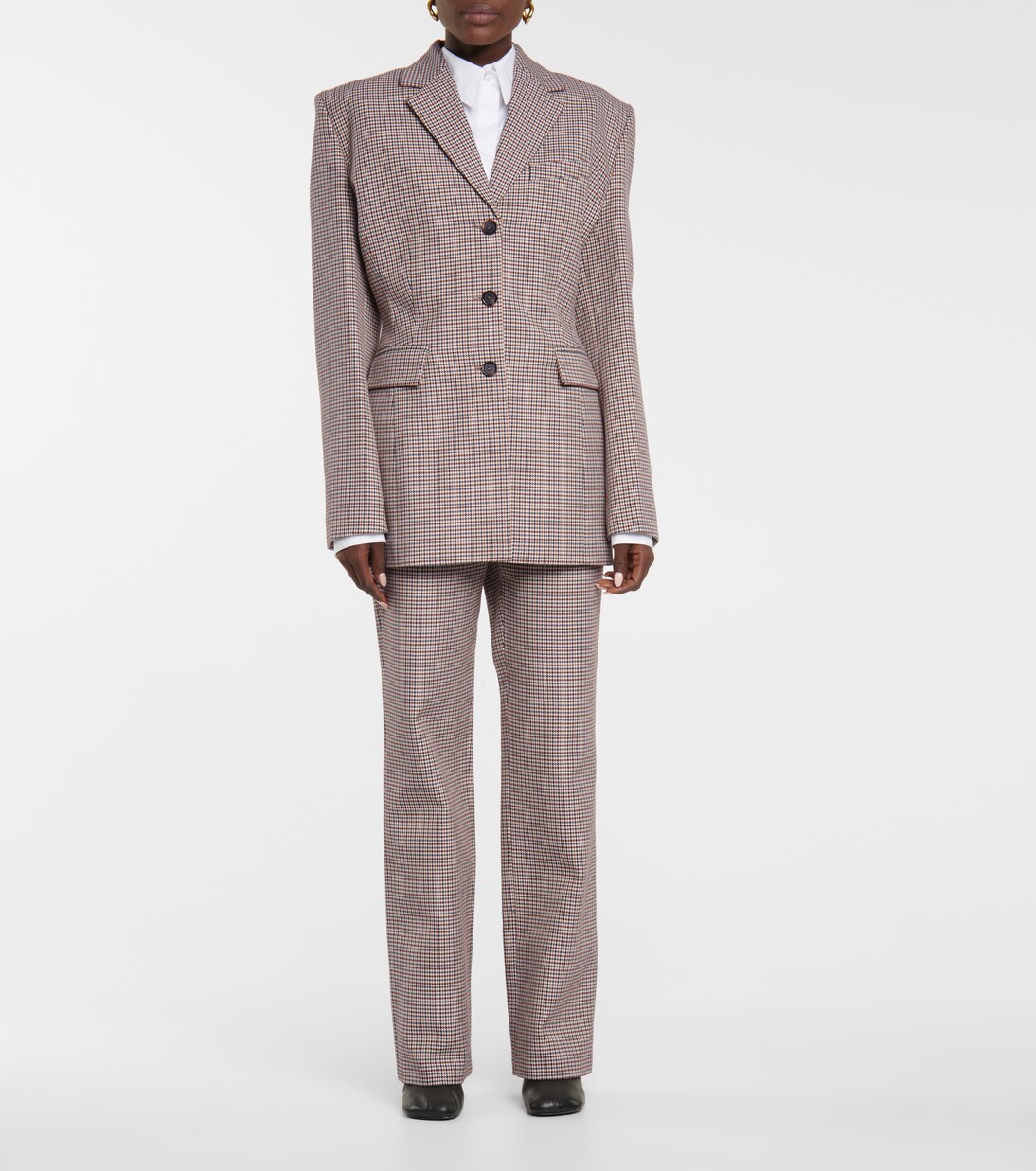 Houndstooth wool and cotton straight pants | Magda Butrym